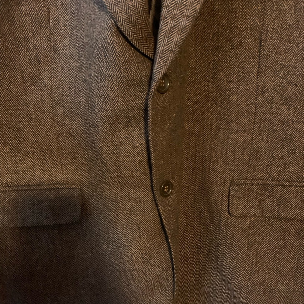 Brown Herringbone Men’s Two Piece Suit 5XL - Picture 2 of 11